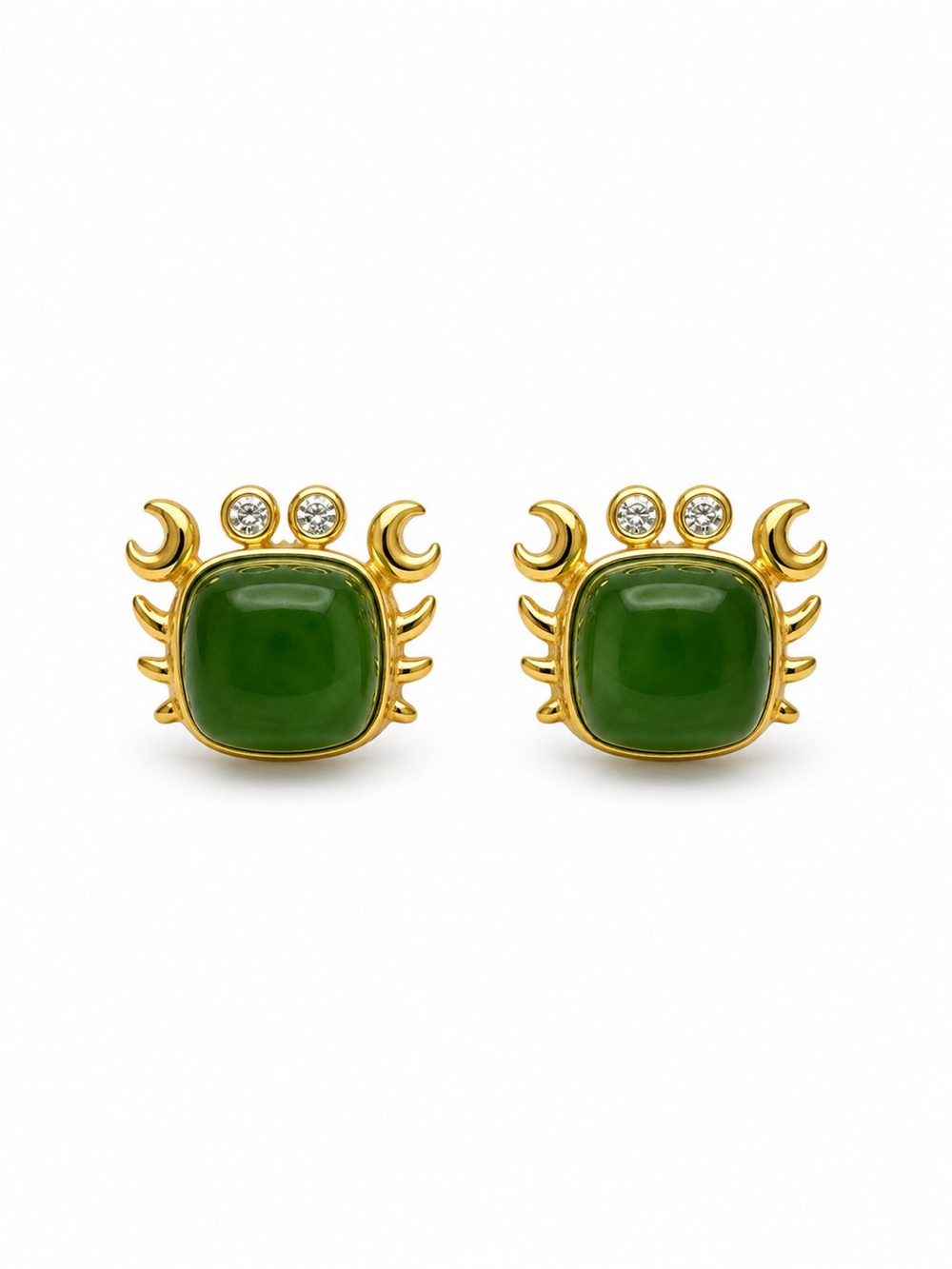 Crab Jade Stud Earrings (E97)